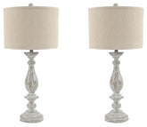 Prime Furniture - Ashley Furniture - Bernadate Lighting - Poly Table Lamp (Set of 2) / Whitewash - L235344